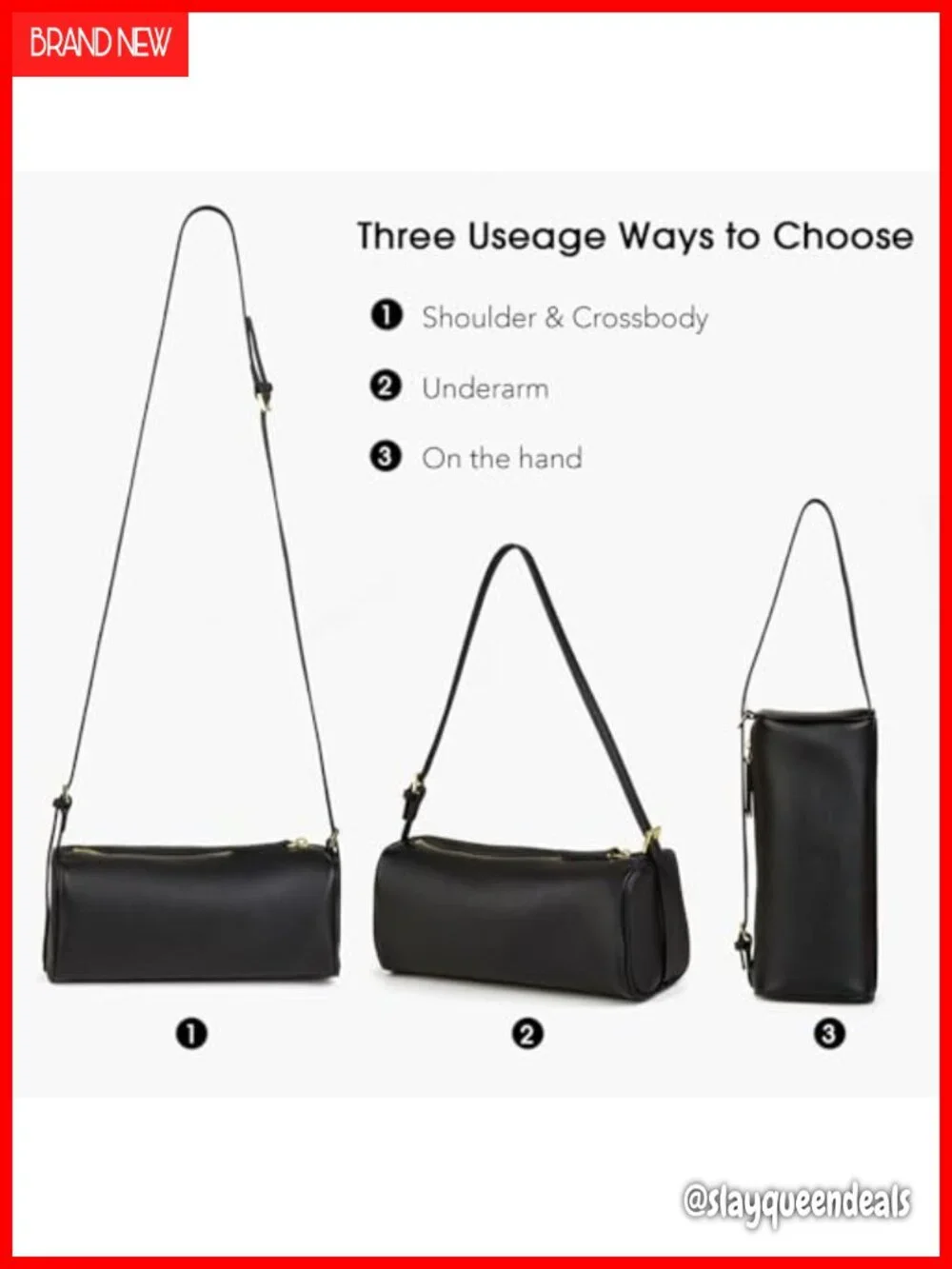 Leather Crossbody Hobo Barrel Bag with Adjustable Strap for Women